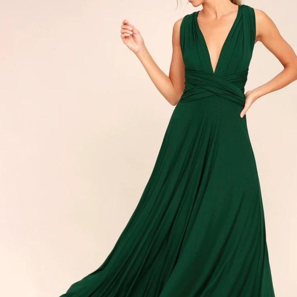 Lulu's Tricks of the Trade Green Multi-Way Maxi Dress